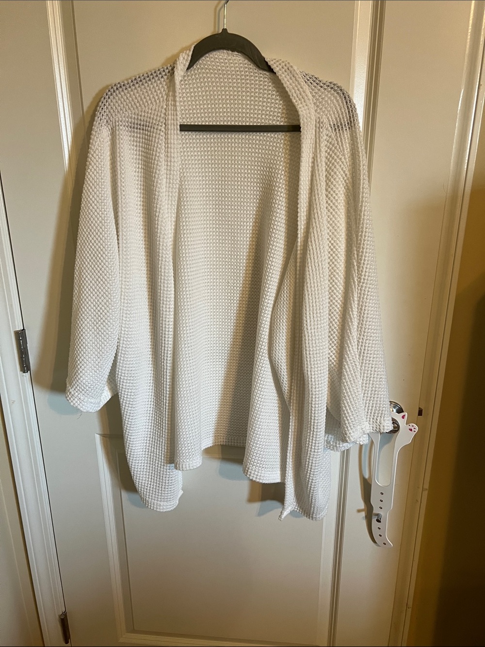 White waffle knit cardigan